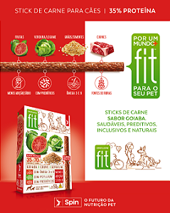 Petisco Stick Fit Spin Pet Sport p/ Cães 50g Mastigáveis Goiaba/Couve/Gergilim