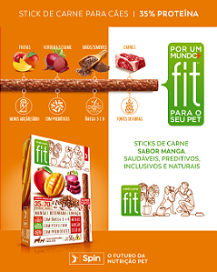 Petisco Stick Fit Spin Pet Sport p/ Cães 50g Mastigáveis Manga/Beterraba/Linhaça