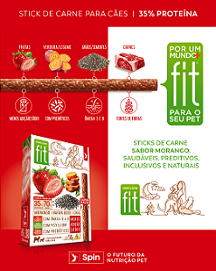 Petisco Stick Fit Spin Pet Sport p/ Cães 50g Mastigáveis Morango/Batata Doce/Chia
