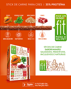 Petisco Stick Fit Spin Sport p/ Cães 50g Mastigáveis Mamão/Espinafre/Amaranto