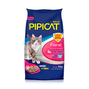 Areia Higiênica p/ Gatos Pipicat Floral 4 kg