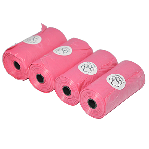 Kit Sacola Higiênica c/ 4 rolos de20 sacolinhas por rolo Cor Rosa