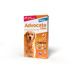Advocate Antiparasitário p/ Cães de 10 a 25 kg 2,5 ml c/ 1 Bisnaga