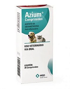 Azium Anti-inflamatório Esteroidal Acetato de Dexametasona p/ Cães e Gatos c/ 20 compr