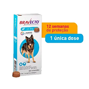 Bravecto Ectoparasiticida Fluralaner p/ Cães de 20 a 40 kg 1000 mg c/ 1 Comprimido Martigável