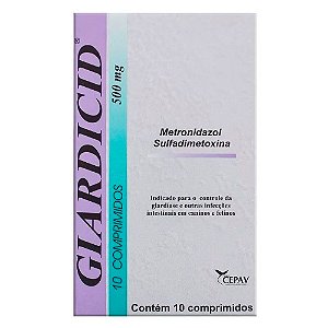 Giardicid Endoparasiticida, Antibacteriano p/ Cães e Gatos 500 mg c/ 5 comprimidos
