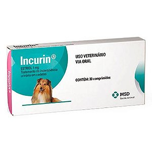 Incurin Estriol Tratamento da incontinência Urinária em Cadelas 1 mg c/ 30 Compr.