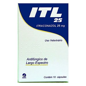 ITL Antifúngico Itraconazol p/ Cães e Gatos 25 mg c/10 capsulas