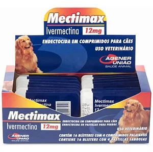 Mectimax Ivermectina p/ Cães e Gatos 12 mg c/ 4 comprimidos