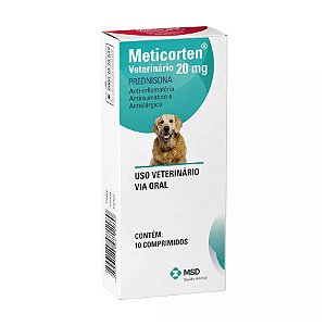 Meticorten Anti-inflamatório Esteroidal Imunossupressor p/ Cães e Gatos 20 mg c/ 10 comprimidos