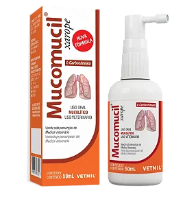 Mucomucil Xarope Mucolítico L- Carbocisteína p/ Cães e Gatos 50 ml