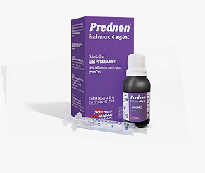 Prednon Anti-inflamatório Esteroidol p/ Cães 4 mg/ml c/ Frasco 30 ml c/ Sosadora
