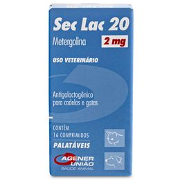 Sec Lac Antigalactogênico Metergolina p/ Cães e Gatos de 2 mg c/ 16 comprimidos