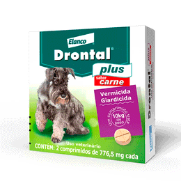 Drontal Plus Sabor Carne Endoparasiticida p/ Cães até 10 kg c/2 comprimidos