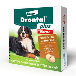 Drontal Plus Sabor Carne Endoparasiticida p/Cães ate 35kg c/ 2 comprimidos