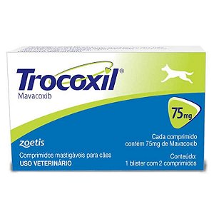 Trocoxil Anti-inflamatório Não Esteroidal AINE p/ Cães 75 mg c/ 2 comprimidos