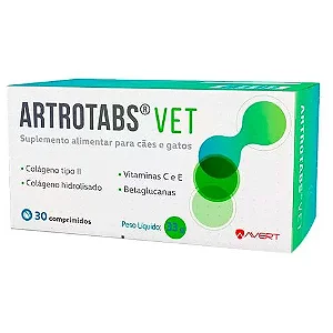 Artrotabs Vet Suplemento Colágeno de Frango p/ Cães e Gatos c/ 30 comprimidos