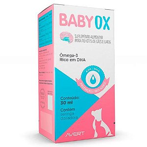 Baby OX Suplemento p/ Cães e Gatos Filhotes Ômega 3 Solução oral 30ml
