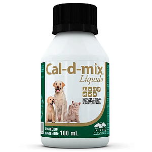 Cal-d-mix Suplemento Zinco Cálcio Cobre p/ Cães e Gatos 100 ml