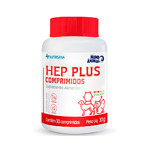 Hep Plus Suplemento, Hepatoprotetor p/ Cães e Gatos 30g c/ 30 Comprimidos
