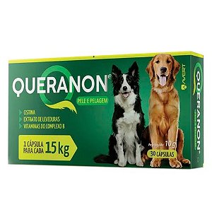 Queranon Suplemento Pele Pelagem p/ Cães c/ 30 Compr.  22,5 g