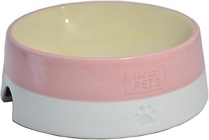 Comedouro de Cerâmica Fundo Curvo Rosa 500 ml