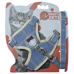 Peitoral para Gatos Jeans Azul | P