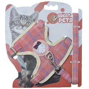 Peitoral para Gatos Jeans Rosa | M