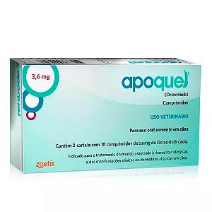 Apoquel Dermatológico Oclacitinib p/ Cães c/ 20 Comprimidos - 3,6 mg