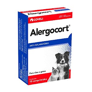 Alergocort Anti-inflamatório Esteroidal Dexametasona Alergéticos e Reumáticos p/ Cães e Gatos c/ 10 comprimidos