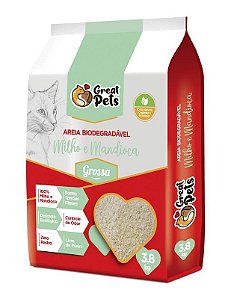 Areia Higiênica Great Pets Biodegradável Vegetal Grossa 3,8 kg