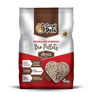 Areia Higiênica Great Pets Granulado Higiênico Bio Pellets Arroz 4 kg