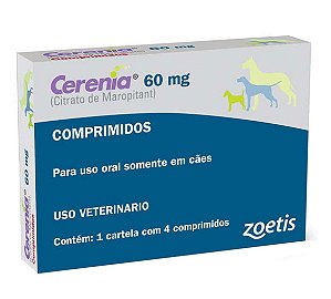 Cerenia Antiemético Citrato de Maropitant p/ Cães 60mg c/ 4 comprimidos