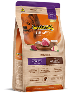 Ração Special Dog Ultralife Cães Raças Peq Adultos 12 meses + Cordeiro c/Bat.Bet e Arroz 10,1 kg