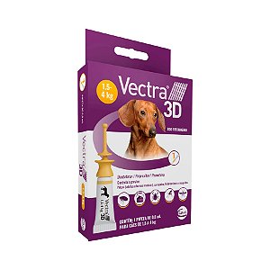 Vectra 3D Ectoparasiticida Anti-Pulgas e Carrapatos p/ Cães de 1,5 a 4 kg 0,8ml  c/ 1 Pipeta