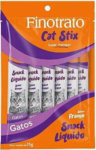 Patê Cat Stix FinoTrato Sabor Frango p/ Gatos c/ 6 Un de 15g