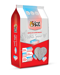 Areia Higiênica Great Pets Granulado Super Premium White Snow Talco 4 kg