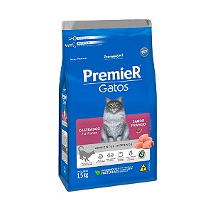 Ração Premier Gatos Castrados Adulto de 7 a 11 anos Frango 1,5 kg