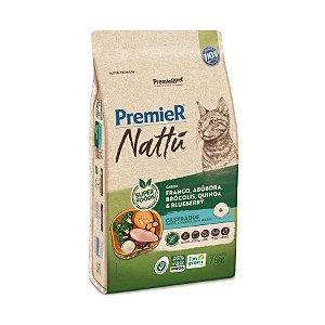 Ração Premier Nattu Gatos Castrados Frango e Abobora 1,5 kg