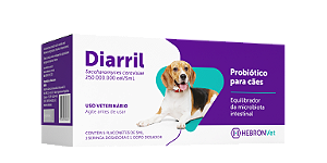 Diarril Probiótico p/ Cães c/ 5 flaconetes de 5 ml
