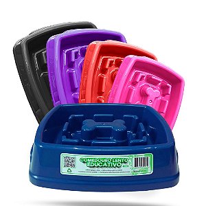 Comedouro Lento Educativo 1200 ml - Cores Sortidas