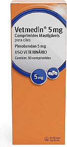Vetmedin Inotrópico Pimobendan p/ Cães  5 mg - 50 comprimidos