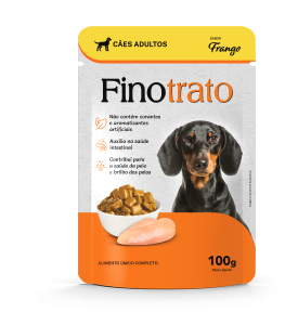 Ração Úmida FinoTrato Cão AD.  Frango  Sachê 100g.