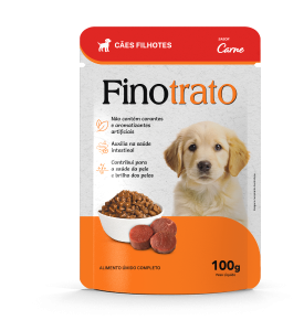 Ração Úmida FinoTrato Cão Filhote Carne Sachê 100g.