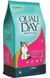 Ração Qualiday p/ Gatos Filhotes/Lactação Sabor Frango, Arroz e Vegetais 1 kg