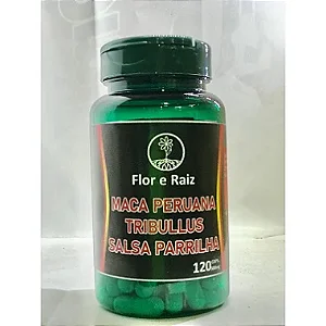 MACA PERUANA COM TRIBULLUS TERRESTRE E SALSA PARRILHA FLOR E RAIZ 120 CAP DE 500 MG