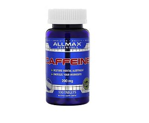 Cafeína 200 mg Allmax Essentials 100 tabs pré-treino estimulante
