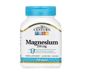 **21st Century Magnésio 250mg 110 Comprimidos | Suporte para Músculos e Ossos**