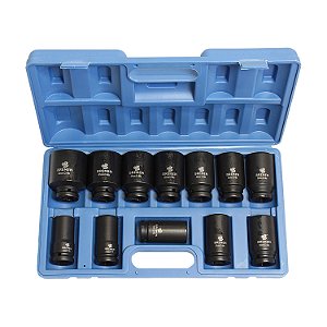 Jogo Soquete Impacto 3/4 Sextavado 17-38mm Kit 12 Pçs Bremen 9465
