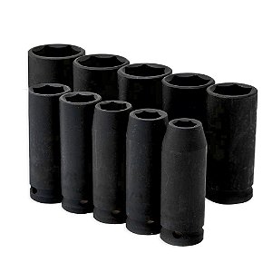 Jogo De Soquete De Impacto Sextavado 10 A 24mm 1/2pol C/ 11p 1326255